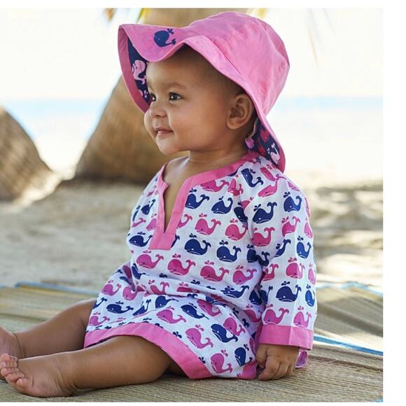 PB Kids Nautical TUNIC 18-24 Mo. Whale Fish Pink Blue Beach Pool Cover Up Dress - Picture 8 of 11